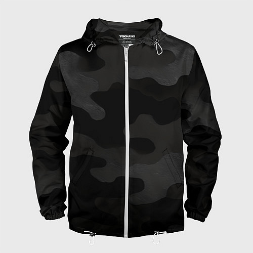 Мужская ветровка Черно-серая текстура камуфляжа / 3D-Белый – фото 1