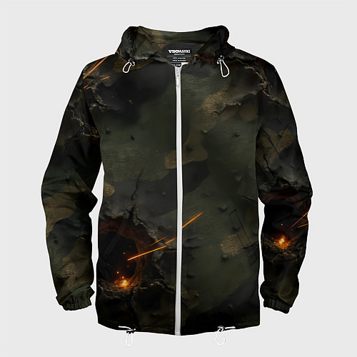 Мужская ветровка Огненные следы от пуль на камуфляже / 3D-Белый – фото 1