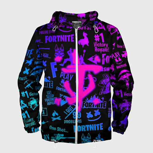 Мужская ветровка Fortnite x doom neon logo / 3D-Белый – фото 1