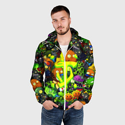 Ветровка с капюшоном мужская Растения против зомби x Дум лого, цвет: 3D-белый — фото 2