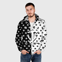 Ветровка с капюшоном мужская Doom x roblox pattern, цвет: 3D-белый — фото 2
