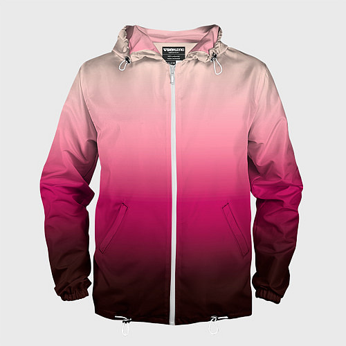Мужская ветровка Градиент transcendent pink омбре / 3D-Белый – фото 1