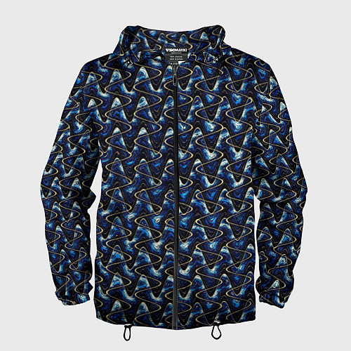 Мужская ветровка Тёмно-синий волнистые полосы / 3D-Черный – фото 1