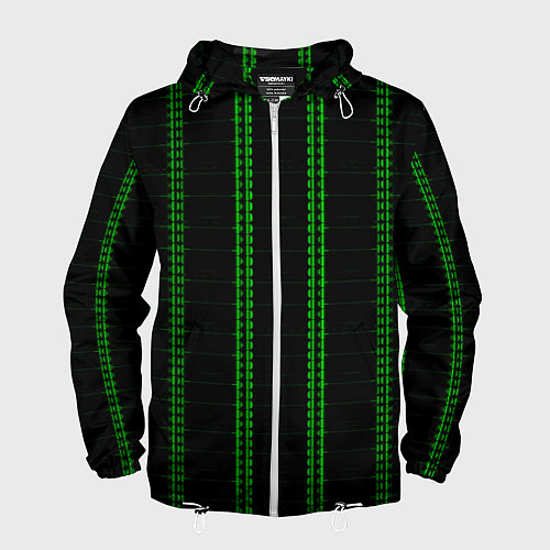 Мужская ветровка Color black cage green stripes / 3D-Белый – фото 1