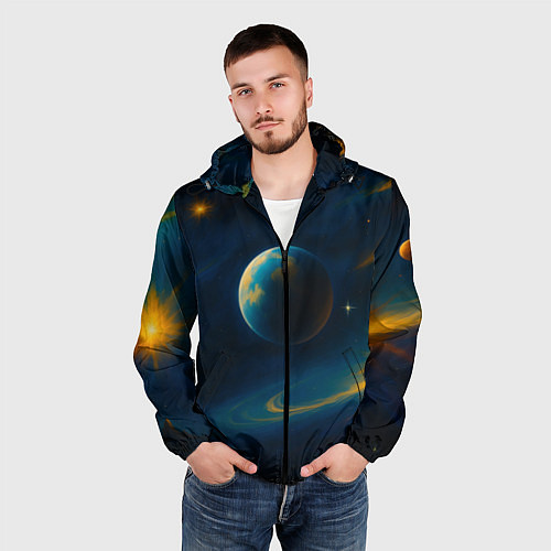 Мужская ветровка Пространство Вселенной / 3D-Черный – фото 3