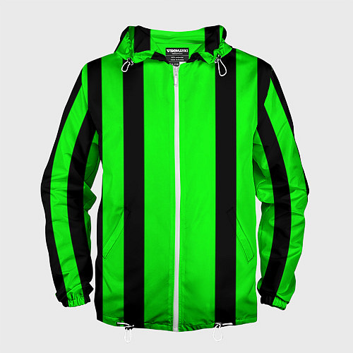 Мужская ветровка Color black and green stripes / 3D-Белый – фото 1