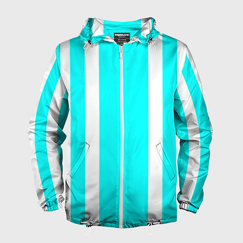 Мужская ветровка Color blue white stripes / 3D-Белый – фото 1