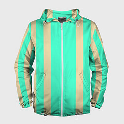 Ветровка с капюшоном мужская Color blue beige stripes, цвет: 3D-белый
