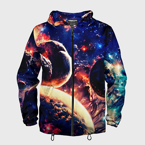 Мужская ветровка Фантастический космос планеты / 3D-Черный – фото 1