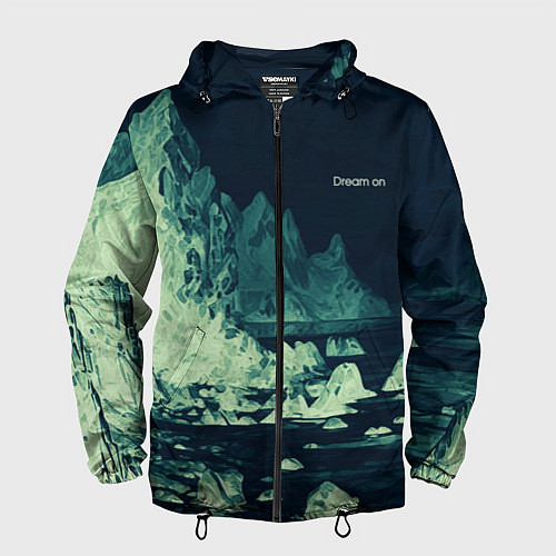 Мужская ветровка Dream on стилизованный скалистый берег / 3D-Черный – фото 1