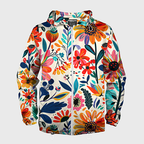Мужская ветровка Простые цветы / 3D-Белый – фото 1