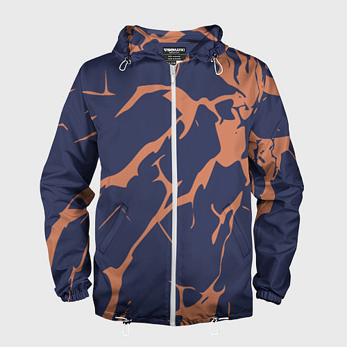 Мужская ветровка Разломы на синем / 3D-Белый – фото 1