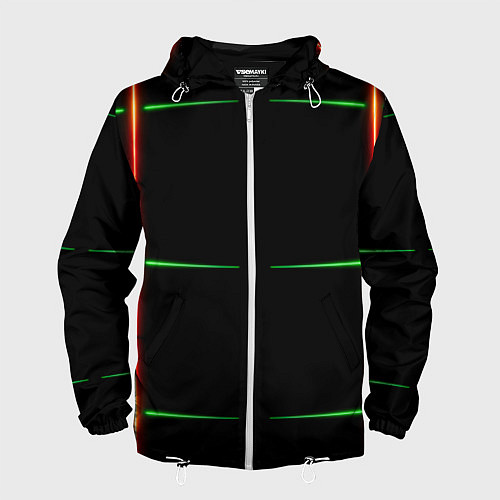 Мужская ветровка Color black green orange stripes / 3D-Белый – фото 1