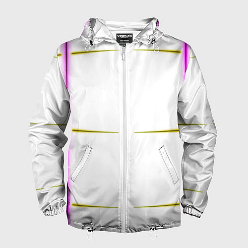Мужская ветровка Color white pink yellow stripes / 3D-Белый – фото 1