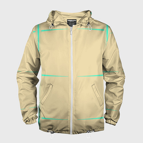Мужская ветровка Color beige green stripes / 3D-Белый – фото 1