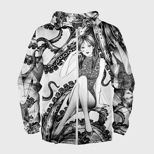 Мужская ветровка Junji Ito Death Stranding Tomie and octopus patter / 3D-Белый – фото 1