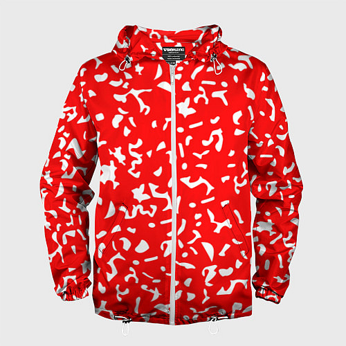 Мужская ветровка Красный яркий камуфляж / 3D-Белый – фото 1