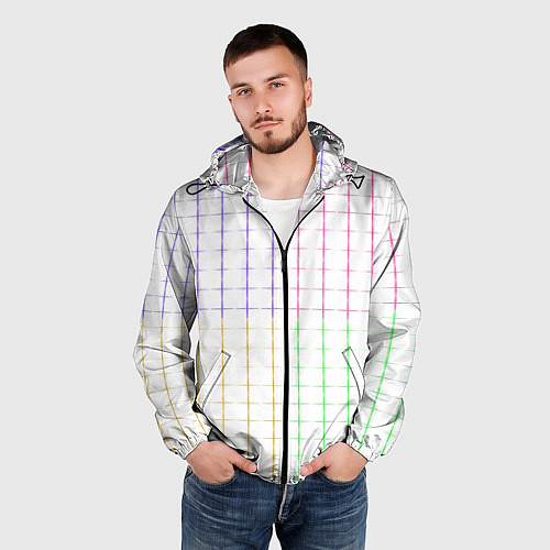 Мужская ветровка Color white multicolored stripes / 3D-Черный – фото 3