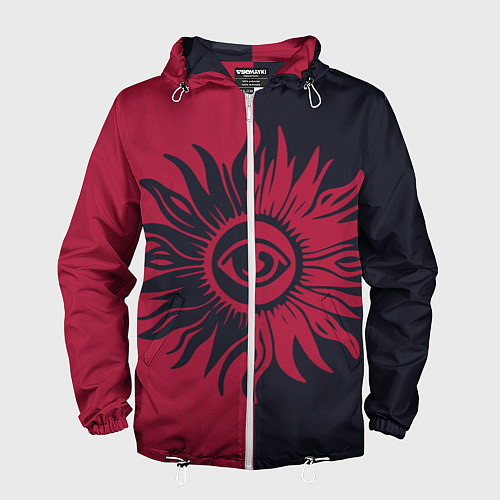 Мужская ветровка Солнце красно-синее / 3D-Белый – фото 1