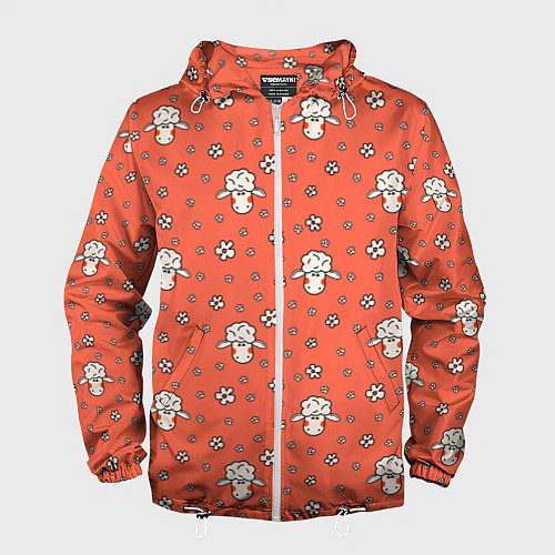 Мужская ветровка Овечки в цветочках / 3D-Белый – фото 1