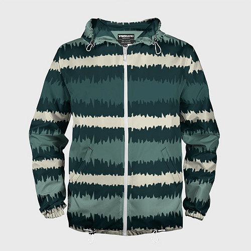 Мужская ветровка Полосы зигзагообразные зеленые / 3D-Белый – фото 1