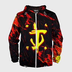 Ветровка с капюшоном мужская Doom огненные искры, цвет: 3D-белый
