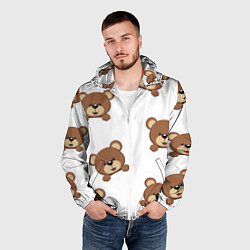 Ветровка с капюшоном мужская Мордашка мишки, цвет: 3D-белый — фото 2