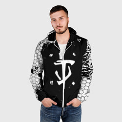 Ветровка с капюшоном мужская Doom соты краски, цвет: 3D-белый — фото 2