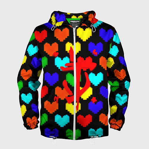 Мужская ветровка Doom love pixel pattern / 3D-Белый – фото 1