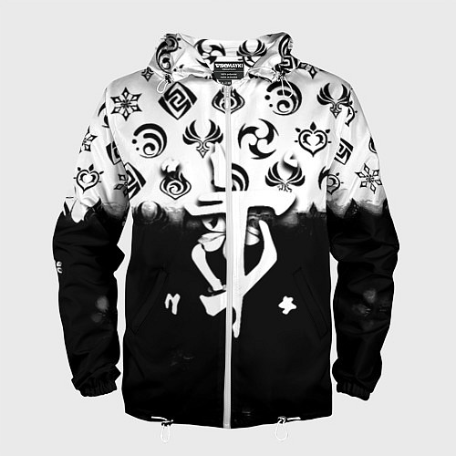 Мужская ветровка Doom черно белые аниме / 3D-Белый – фото 1