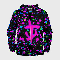 Ветровка с капюшоном мужская Doom цветные краски, цвет: 3D-белый