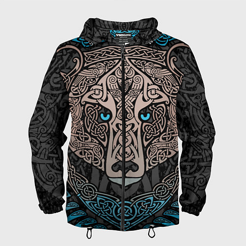 Мужская ветровка Медведь в виде древнего орнамента символов / 3D-Черный – фото 1