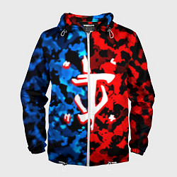 Ветровка с капюшоном мужская Doom камуфляж текстура, цвет: 3D-белый