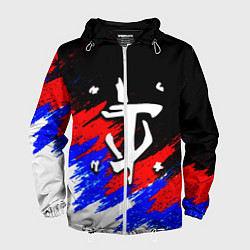 Ветровка с капюшоном мужская Doom триколор краски, цвет: 3D-белый