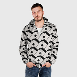 Ветровка с капюшоном мужская Три буквы: чёрные, цвет: 3D-белый — фото 2