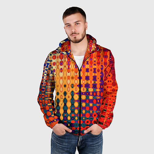 Мужская ветровка Красно-жёлтый абстракция / 3D-Черный – фото 3