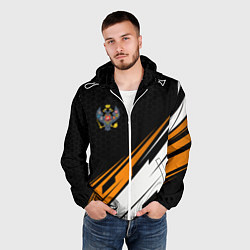 Ветровка с капюшоном мужская Российская империя - оранжевый спорт, цвет: 3D-белый — фото 2