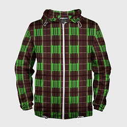 Ветровка с капюшоном мужская Neon color black and green stripes, цвет: 3D-белый