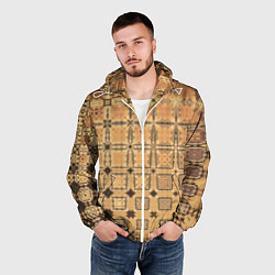 Ветровка с капюшоном мужская Абстрактный узор кремово-песочный, цвет: 3D-белый — фото 2