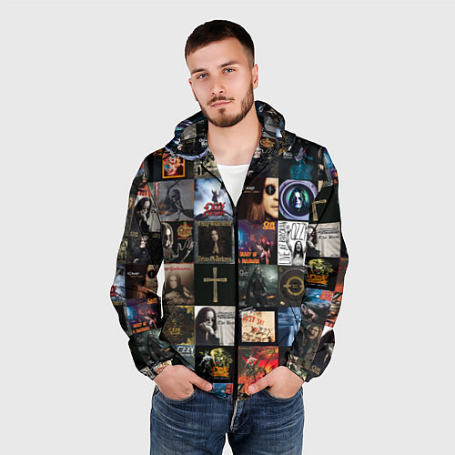 Мужская ветровка Ozzy Osbourne - обложки альбомов и песен / 3D-Черный – фото 3