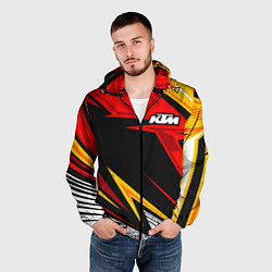 Ветровка с капюшоном мужская KTM - теплые тона, цвет: 3D-черный — фото 2