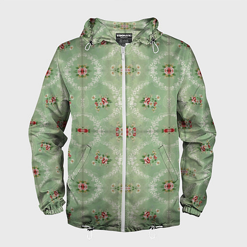 Мужская ветровка Обои в цветочек / 3D-Белый – фото 1