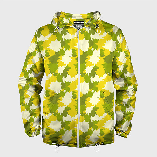 Мужская ветровка Яркий камуфляж желтые и зеленые пятна / 3D-Белый – фото 1