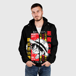 Ветровка с капюшоном мужская Ван Пис Луффи, цвет: 3D-черный — фото 2