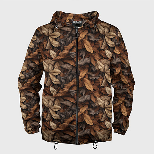 Мужская ветровка Камуфляж из осенних листьев / 3D-Черный – фото 1