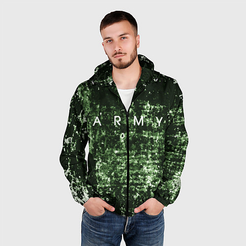 Мужская ветровка Армия на защитном цвете / 3D-Черный – фото 3