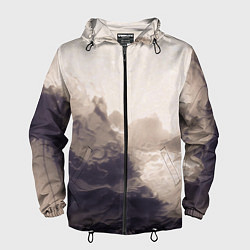 Ветровка с капюшоном мужская Сепия абстрактная горная река, цвет: 3D-черный