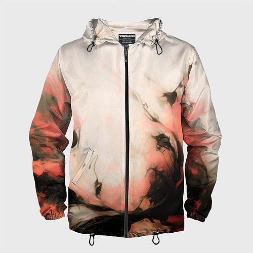 Мужская ветровка Розовый взрыв абстракция / 3D-Черный – фото 1