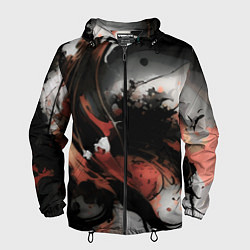 Мужская ветровка Тёмные краски абстракция красно-чёрный
