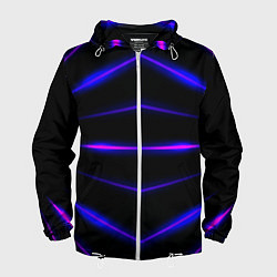 Ветровка с капюшоном мужская Color black neon stripes, цвет: 3D-белый
